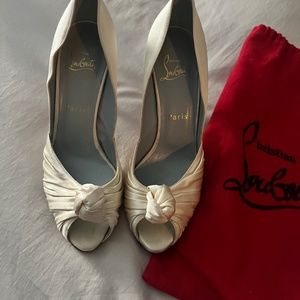 Christian Louboutin Satin Ivory Heels